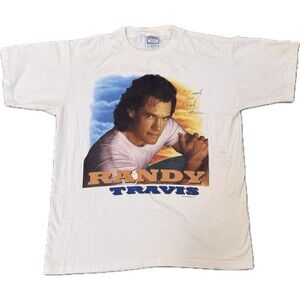 Vintage Randy Travis Shirt Mens Large White This Is Me SIGNED Tee 90s USA